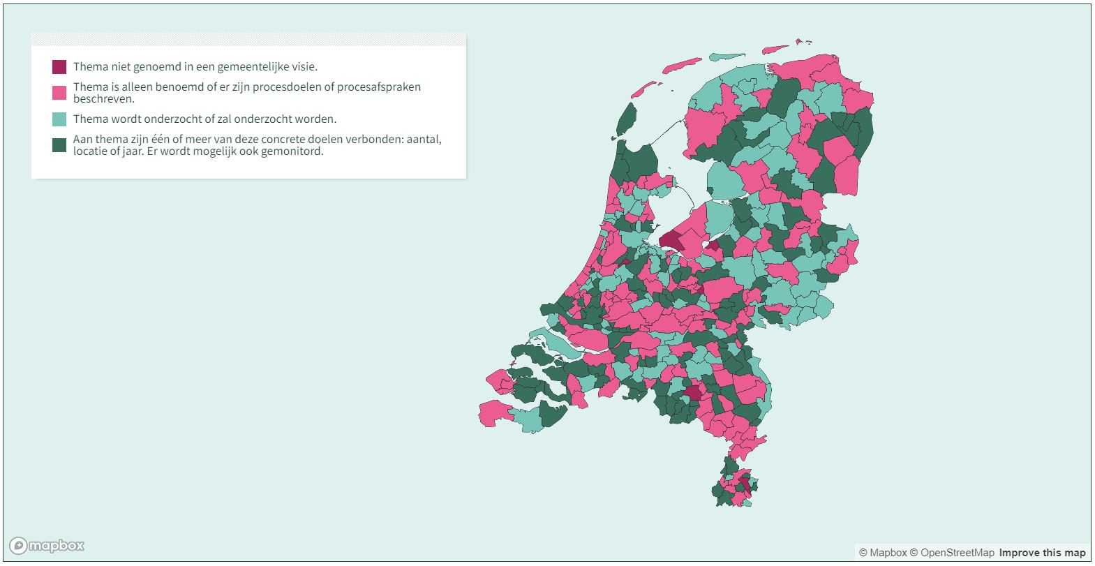 kaart van Nederlandse gemeenten van de Taskforce Wonen en Zorg